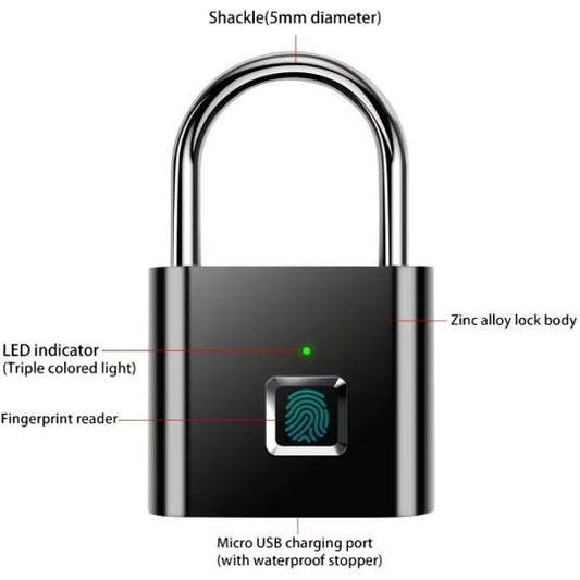 Waterproof Keyless Smart USB Charging Fingerprint Lock